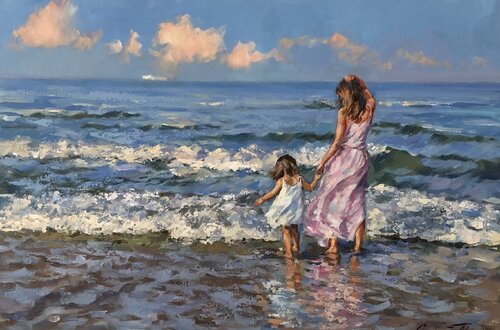Happy day at the beach III by Larissa Abtova, 회화 for Sale on Singulart