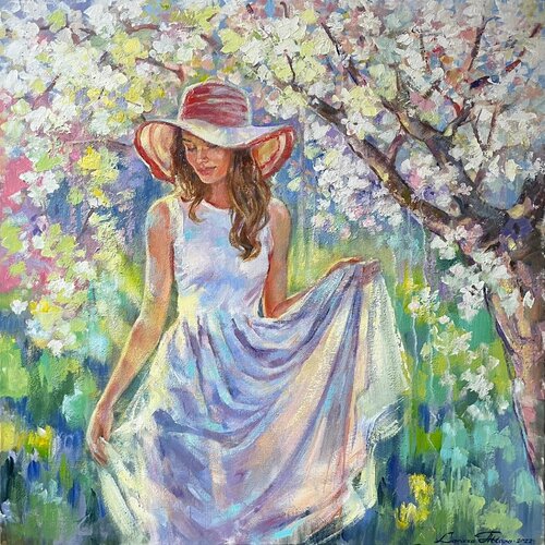 Under the cherry blossom von Larissa Abtova, Malerei kaufen auf Singulart