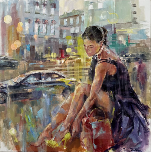 City lights III di Larissa Abtova, Pittura in vendita su Singulart