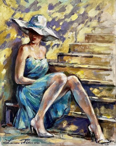 Lady in blue von Larissa Abtova, Malerei kaufen auf Singulart