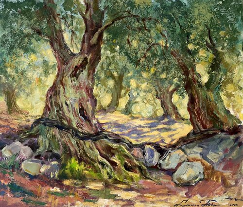 Whispers of the olive grove von Larissa Abtova, Malerei kaufen auf Singulart