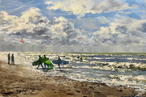 North Sea Surfers II by Larissa Abtova, 회화 for Sale on Singulart