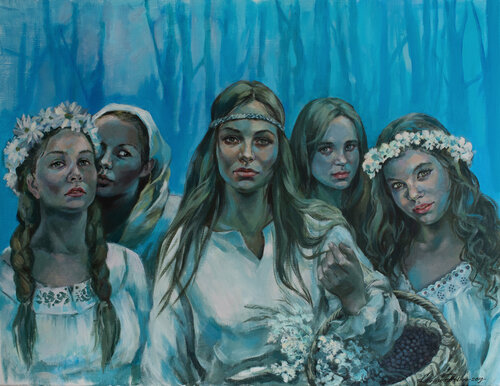 Village Girls II von Larissa Abtova, Malerei kaufen auf Singulart