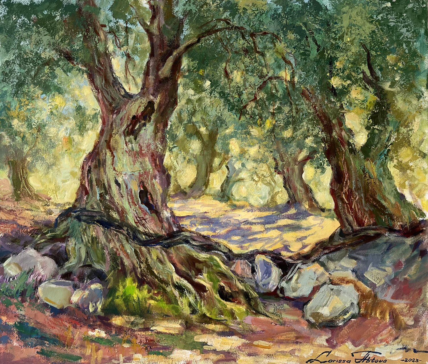 Whispers of the olive grove Larissa Abtova Originalgemälde zu verkaufen