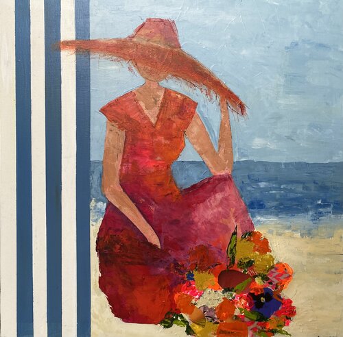 Le Chapeau de paille van Florence Maraine Bertrand, Schilderij te koop op Singulart