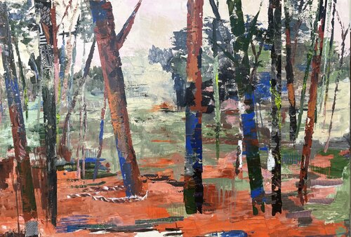 Forêt de bouleaux van Florence Maraine Bertrand, Schilderij te koop op Singulart