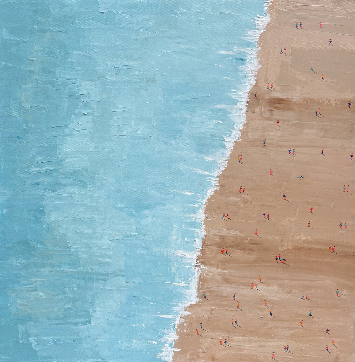 Sur la plage, vue d’en haut ! Florence Maraine Bertrand Originalgemälde zu verkaufen
