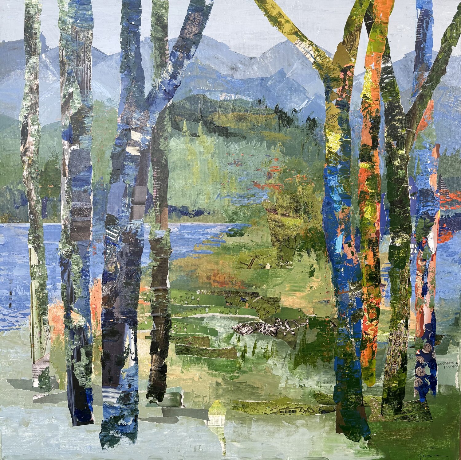 Dans les bois, près du lac Florence Maraine Bertrand Dipinto originale in vendita