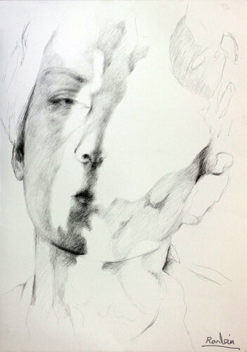 Portrait d’un adolescent  vu dans la lumière van Raslain, Tekening te koop op Singulart