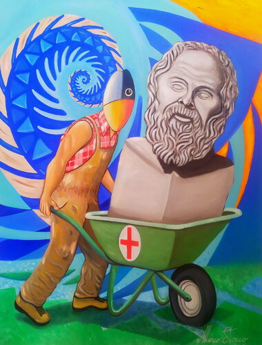 Salviamo Socrate - Let's save Socrates de Marco Stocco, Pintura a la venta en Singulart