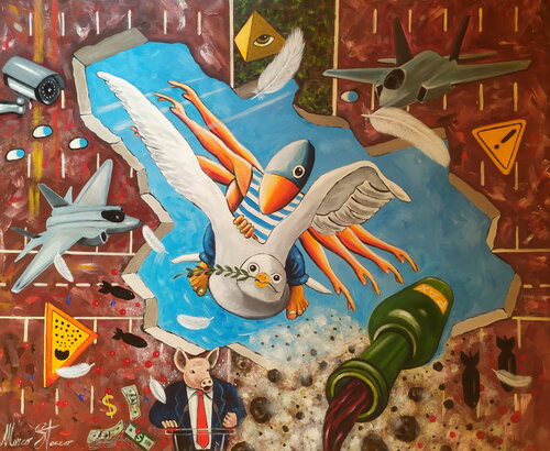 Let's save peace van Marco Stocco, Schilderij te koop op Singulart