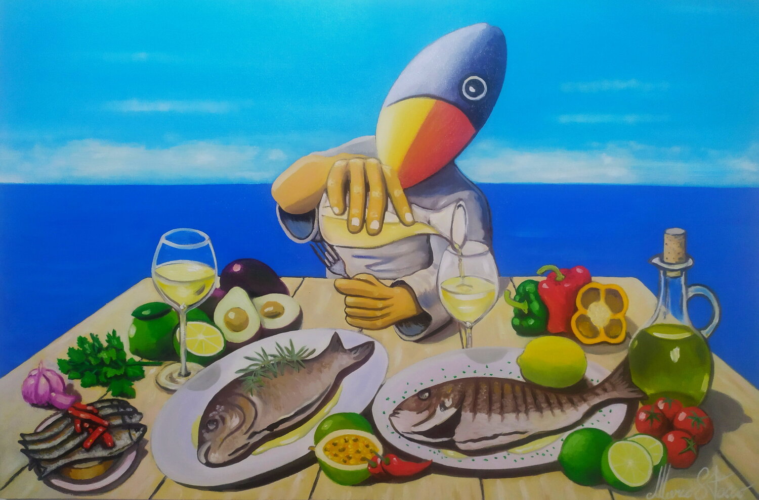 Alchimia del Gusto by Marco Stocco (2022) : Painting Oil on Canvas -  Singulart, image size:1500x990