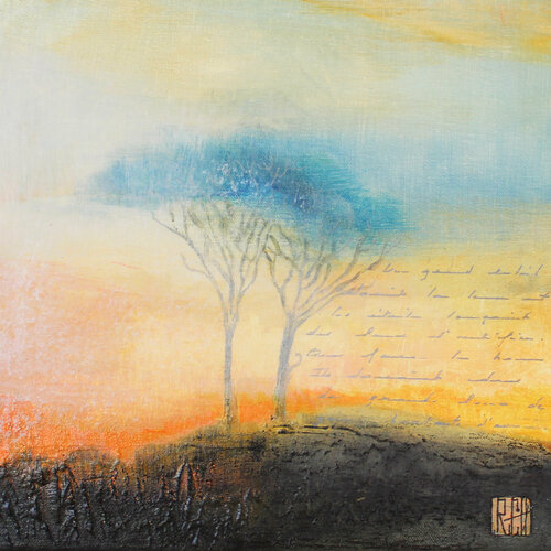 De la série Arbres Décembre bleu van Ly-Rose, Schilderij te koop op Singulart