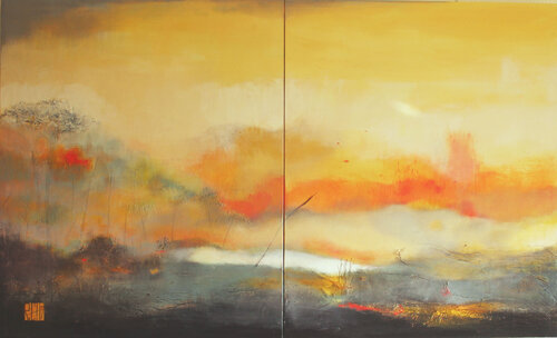 Diptyque ARDENT van Ly-Rose, Schilderij te koop op Singulart