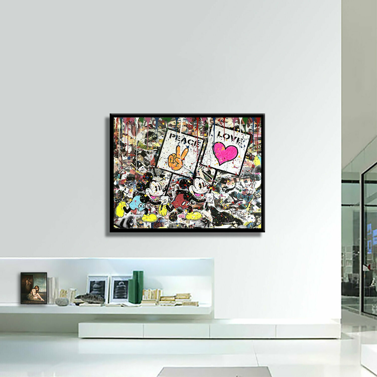 油彩画　8号　Love and peace Peace And Love, Painting by Kaël | ArtMajeur