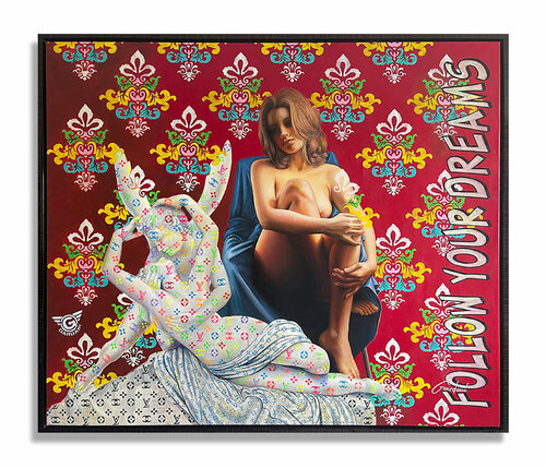 Cupid’s Kiss – Original Painting on Canvas de Gardani, Pintura a la venta en Singulart