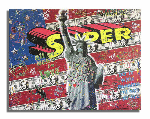 Lady Liberty - Original Painting on Canvas di Gardani, Pittura in vendita su Singulart