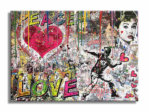 Peace plus Love – Original Painting on canvas van Gardani, Schilderij te koop op Singulart