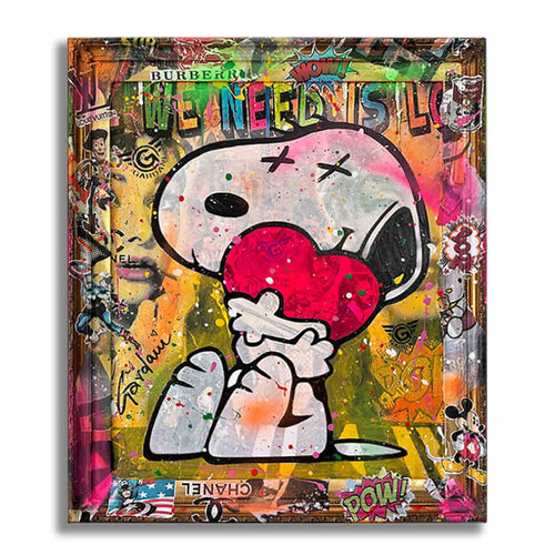 Sending Love Snoopy – Original Painting on canvas Gardani