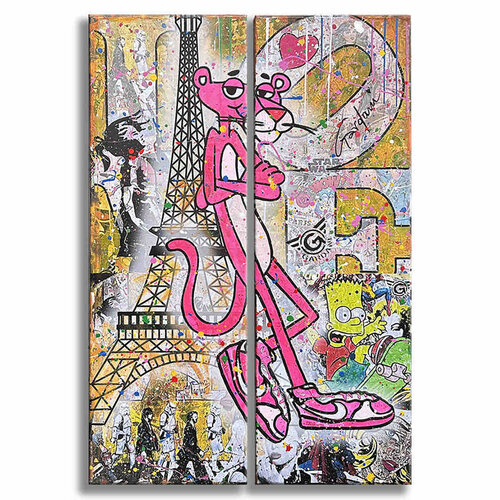 Pink Paris – Original Painting  (Diptych) on canvas Gardani