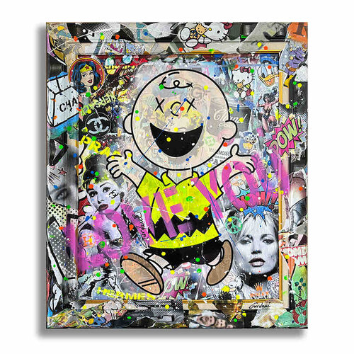 Snoopy Charlie Family – Original Painting on canvas von Gardani, Malerei kaufen auf Singulart