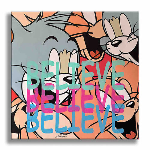 Tom Jerry Believe -  Original Painting on Canvas van Gardani, Schilderij te koop op Singulart