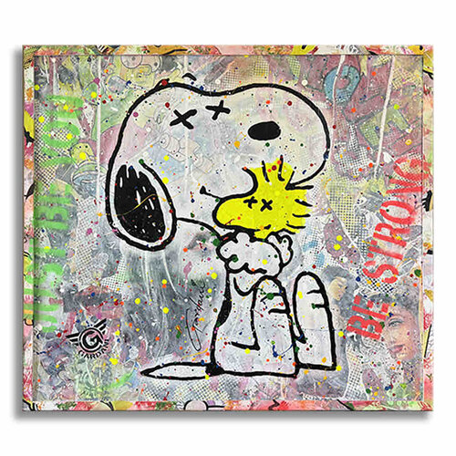 Snoopy a Hug for You – Original Painting on canvas de Gardani, Pintura a la venta en Singulart