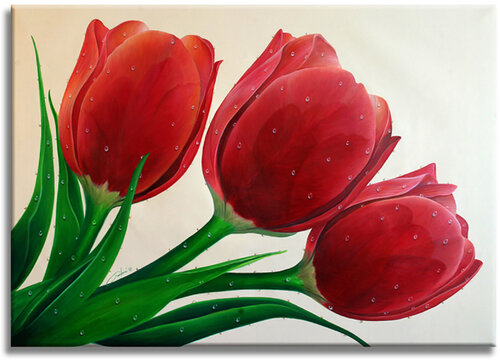 Red Tulips - Canvas - Giclee Print Limited Edition von Gardani, Druck kaufen auf Singulart
