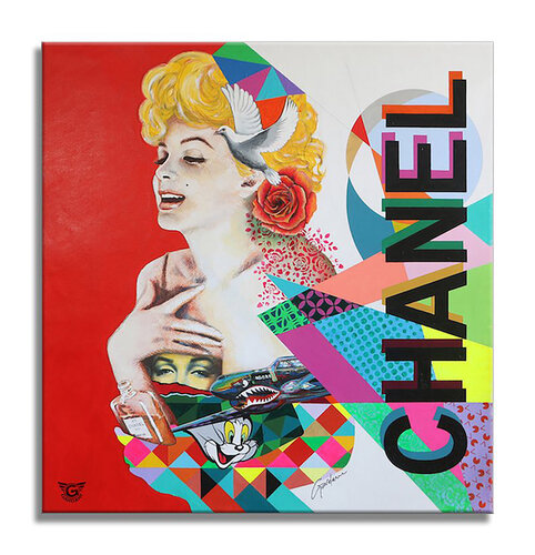 Marilyn Chanel N5 - Canvas - Giclee Print Limited Edition di Gardani, Stampa in vendita su Singulart