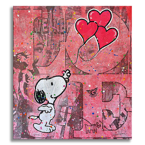 You make me happy Snoopy - Original Painting on Canvas von Gardani, Malerei kaufen auf Singulart