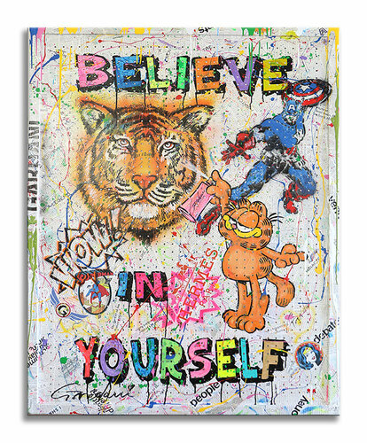 Believe in Yourself - Original Painting on Wood Panel di Gardani, Pittura in vendita su Singulart