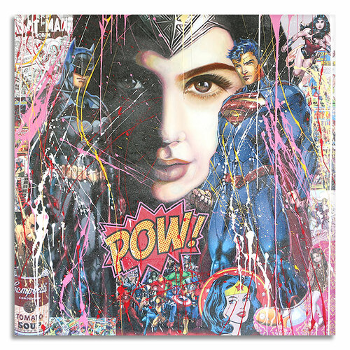 Batman Superman Beauty - Original Painting on Canvas van Gardani, Schilderij te koop op Singulart