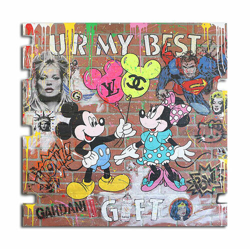 U R My Best Gift - Original Painting on Fiberglass Brick Wall Panel di Gardani, Pittura in vendita su Singulart
