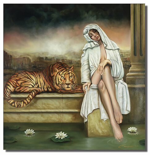 The Lost Guardian - Original Painting on Canvas di Gardani, Pittura in vendita su Singulart