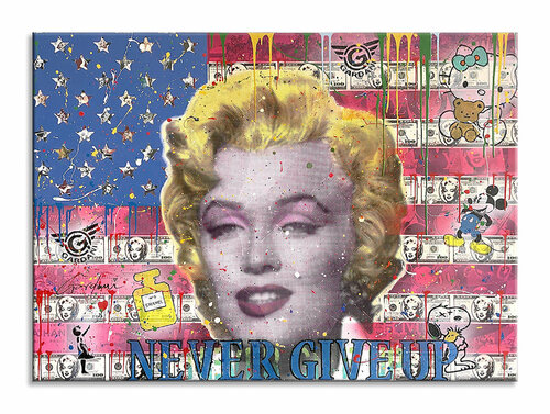 Marilyn Monroe Flag - Original Painting on Canvas di Gardani, Pittura in vendita su Singulart