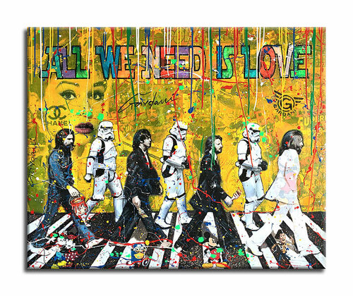 The Beatles - All we Need - Original Painting on Canvas di Gardani, Pittura in vendita su Singulart
