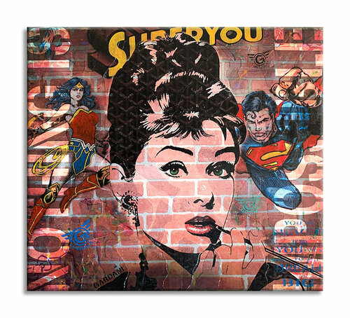Audrey Wonder Woman - Original Painting on Canvas Gardani