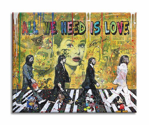 The Beatles is Love - Original Painting on Canvas di Gardani, Pittura in vendita su Singulart