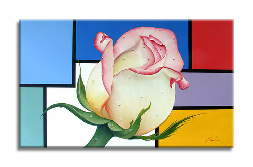 Modrian Flower – Original Painting on Canvas van Gardani, Schilderij te koop op Singulart
