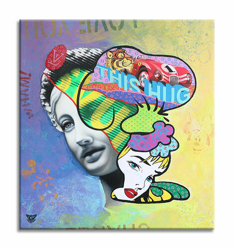 Snoopy hug Graceful goodness – Original Painting on canvas di Gardani, Pittura in vendita su Singulart