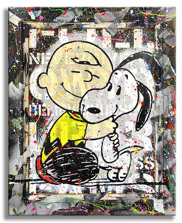 Snoopy & Charlie Brown Hug – Original Painting on Canvas Gardani