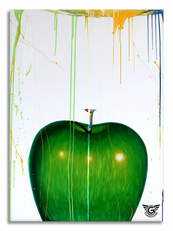 Green apple - Original Painting on Canvas Gardani
