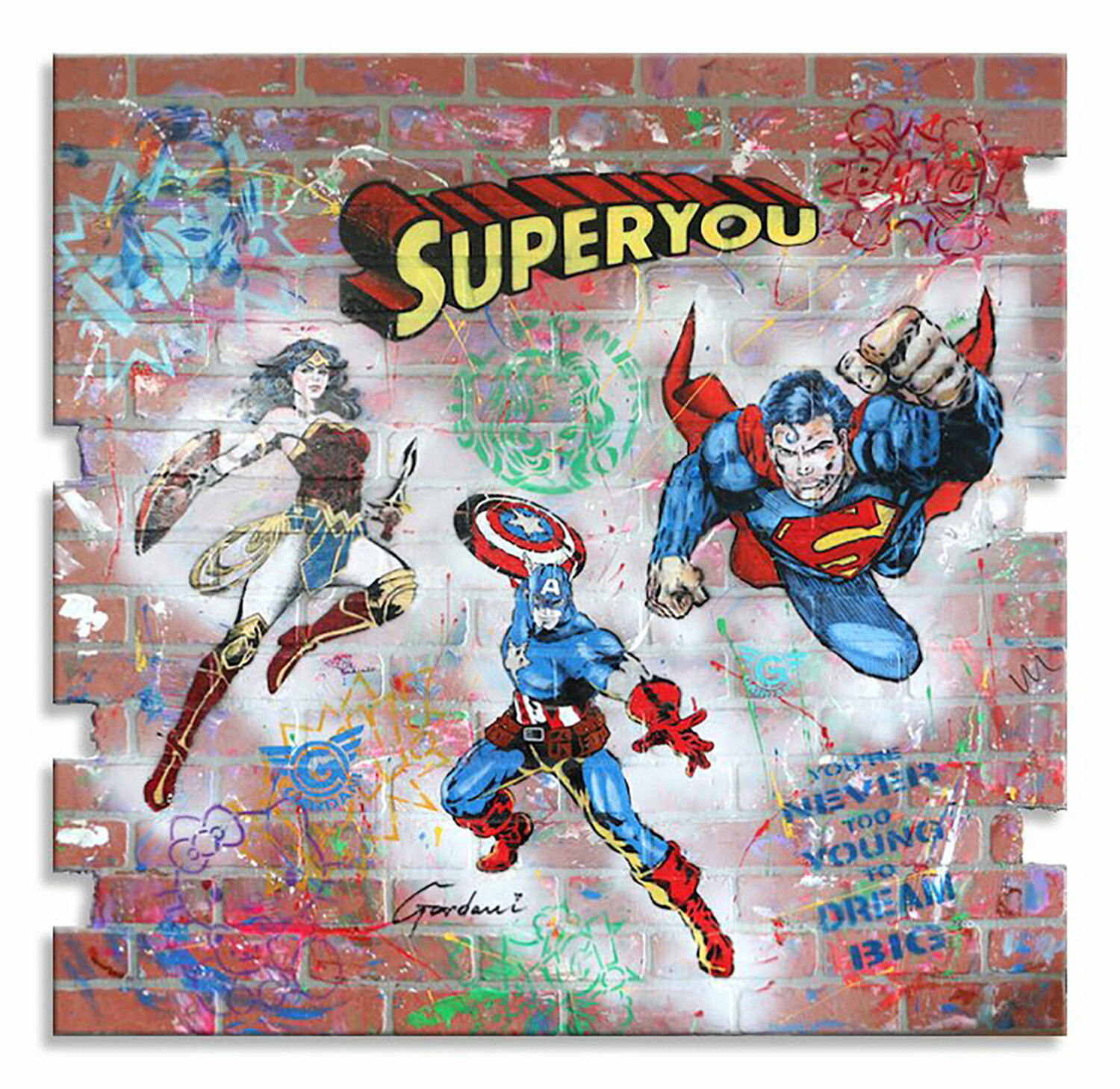 Super you – Original Painting on Brick wall panel Gardani