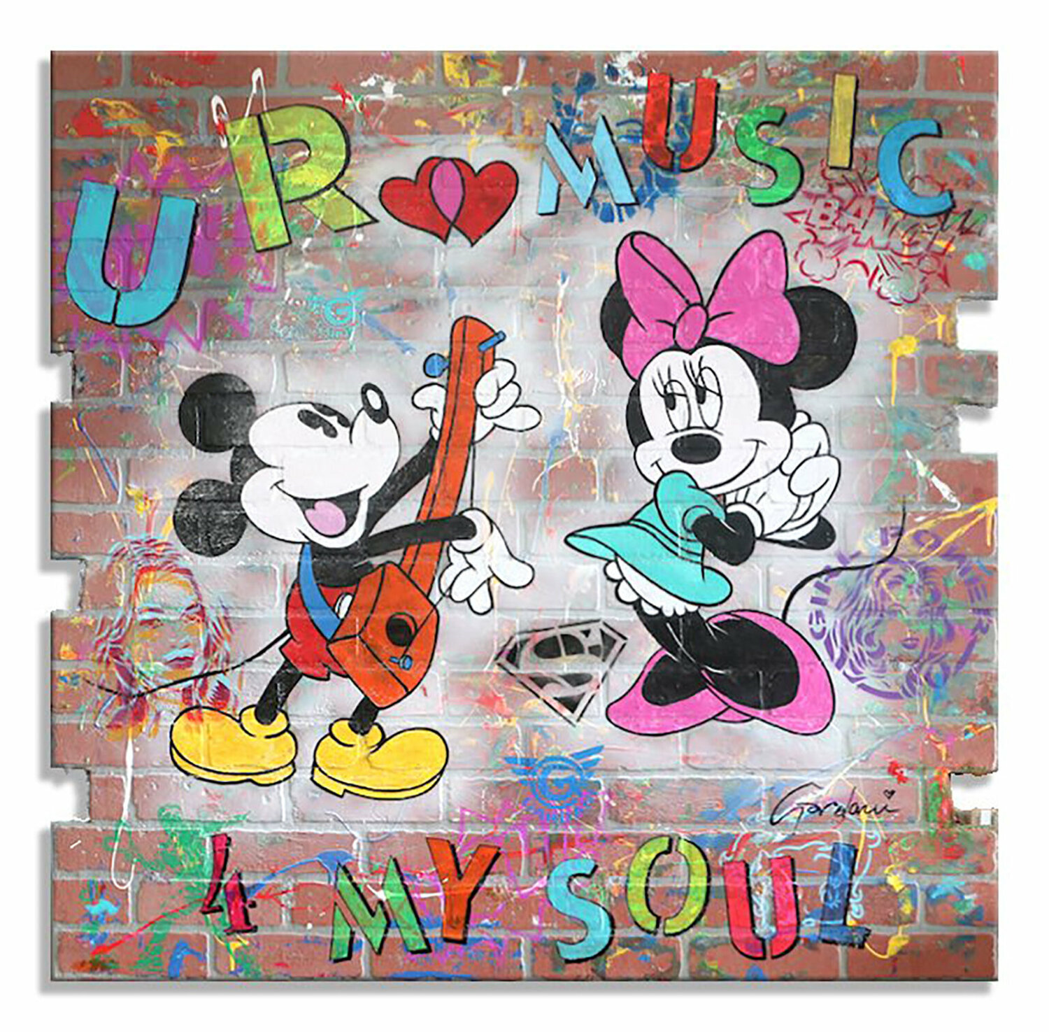 U R Music – Original Painting on Brick wall panel Gardani