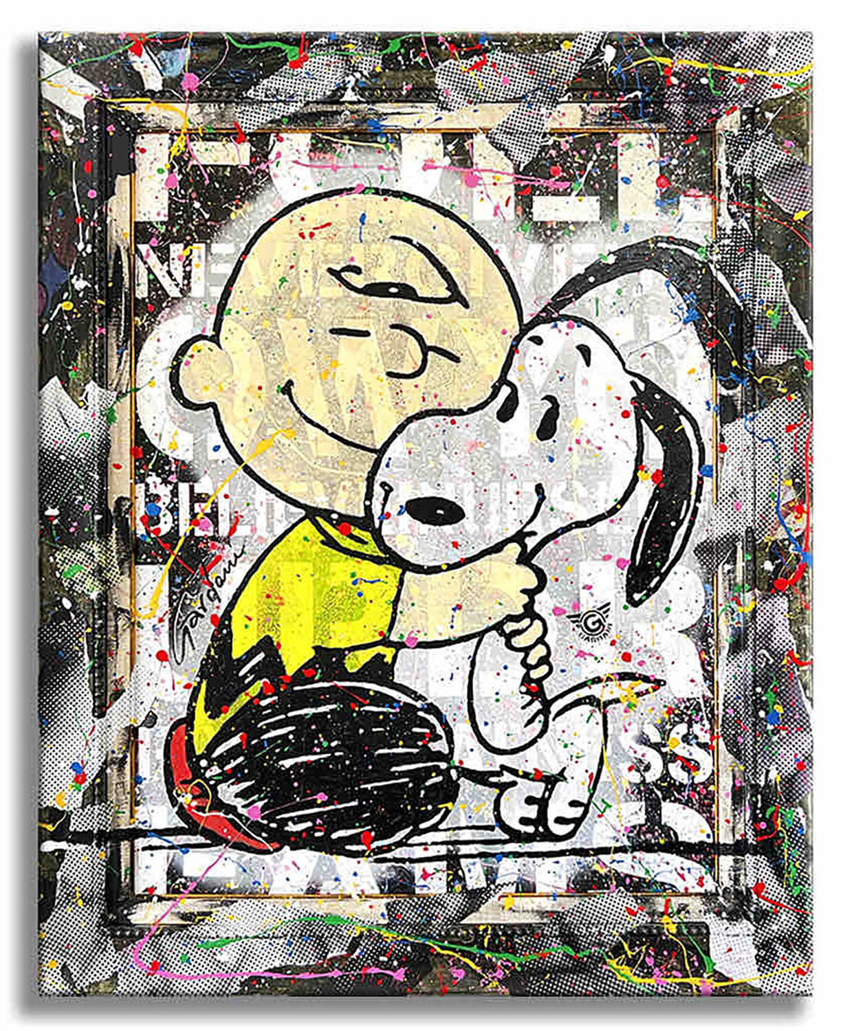 Snoopy & Charlie Brown Hug – Original Painting on Canvas by Gardani