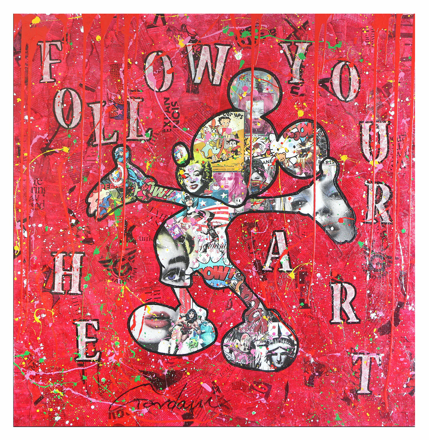 Mickey Follow your Heart - Original Painting on canvas Gardani Originalgemälde zu verkaufen