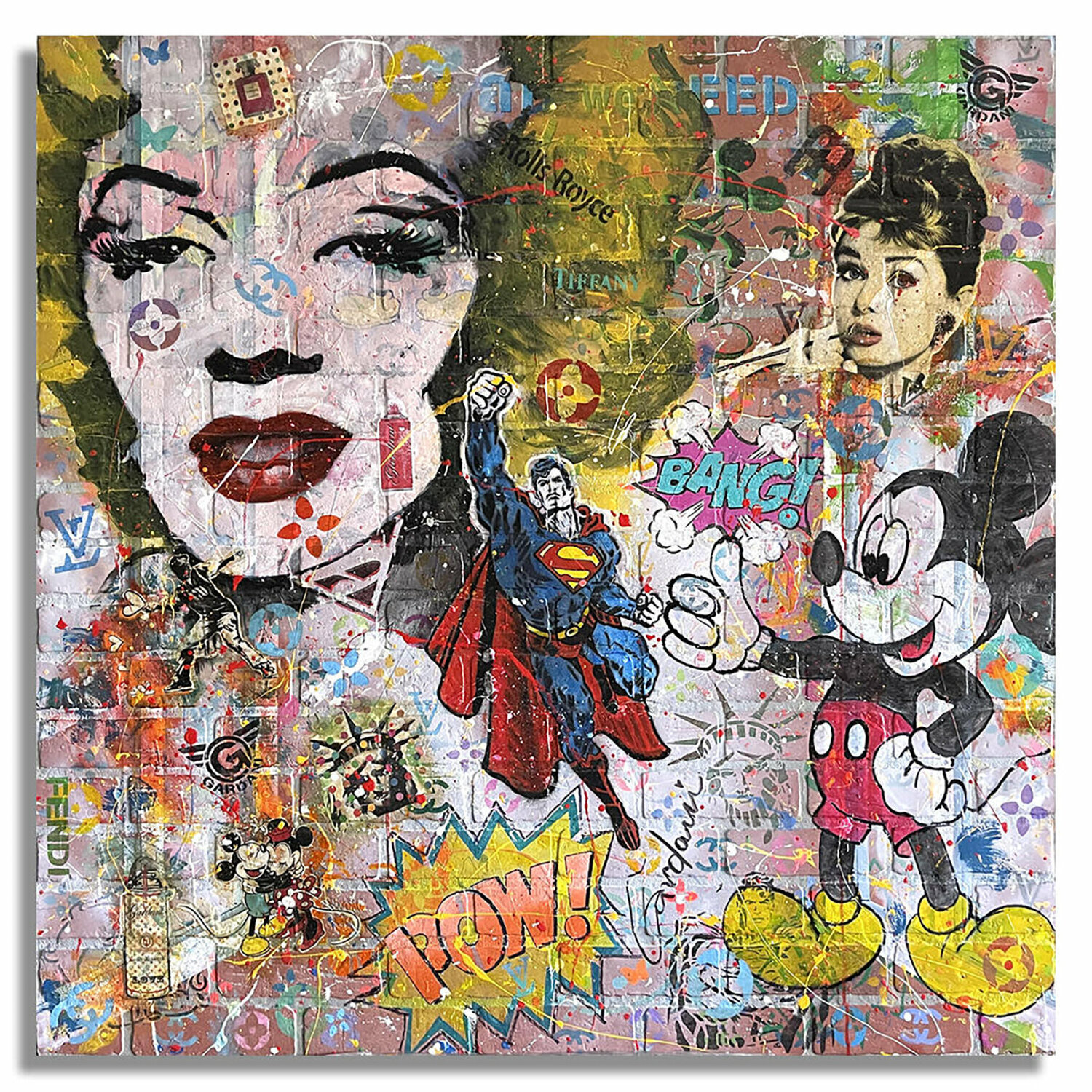 Super Tiffany - Original Painting on Fiberglass Brick Wall Panel Gardani Originalgemälde zu verkaufen