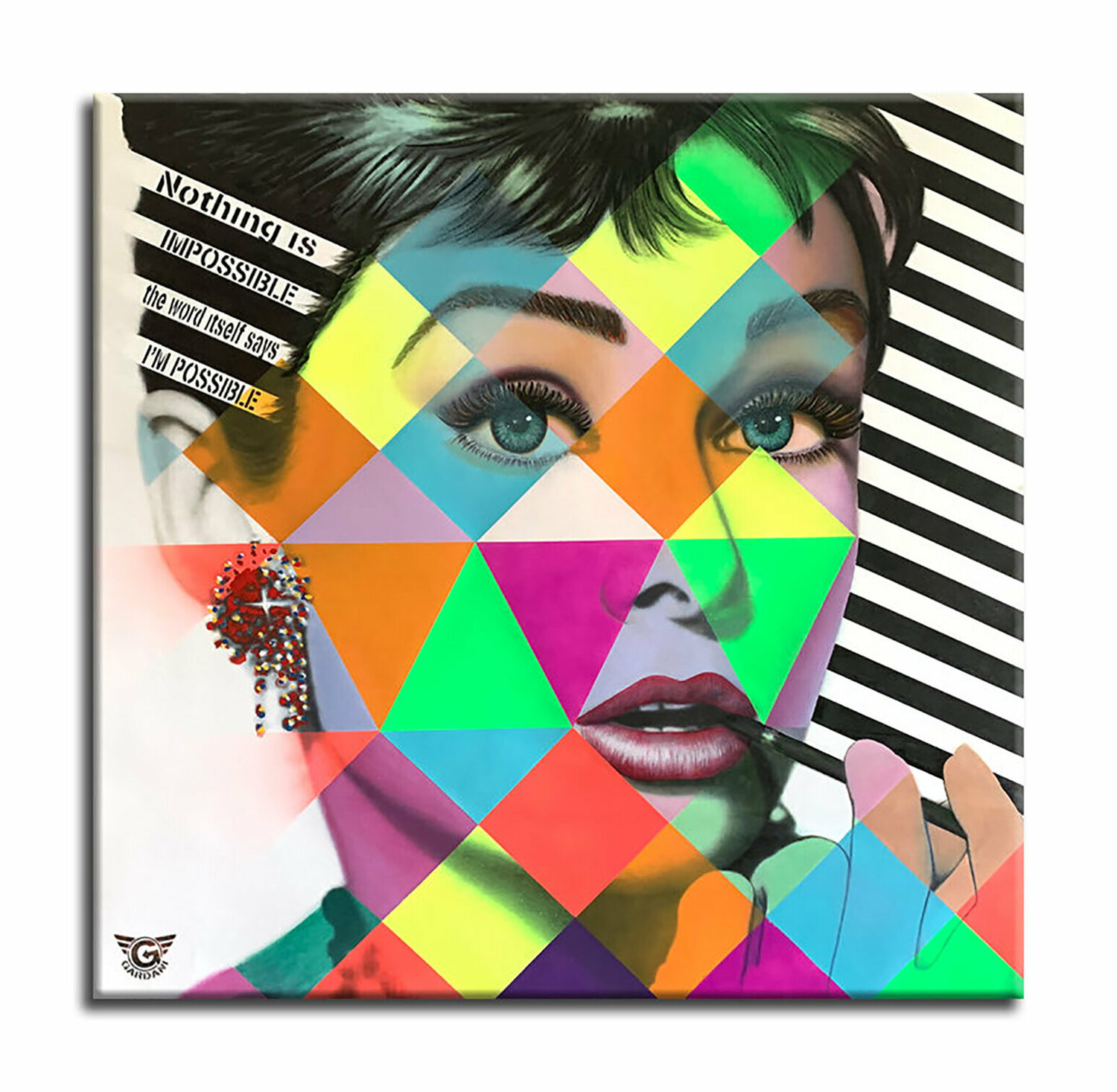 Audrey Hepburn Romance of dimensions - Original Painting on Canvas Gardani Originalgemälde zu verkaufen