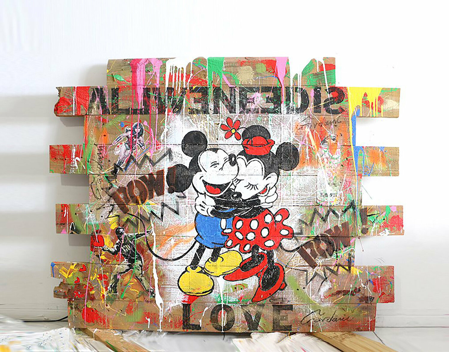 Mickey & Minnie all we need – Original Painting Gardani Originalgemälde zu verkaufen