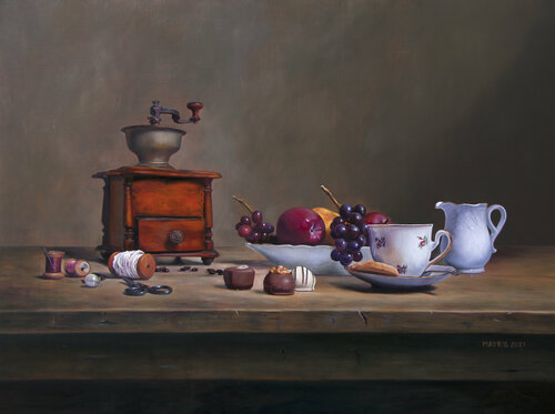 Coffee Time van Mayrig Simonjan, Schilderij te koop op Singulart